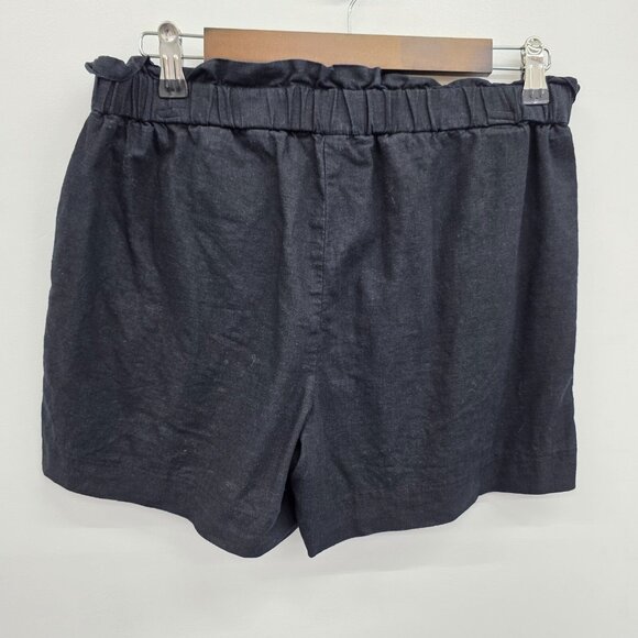 Banana Republic Womens S Black Linen Blend Paper Bag Mid Rise Shorts Pockets - Picture 3 of 11